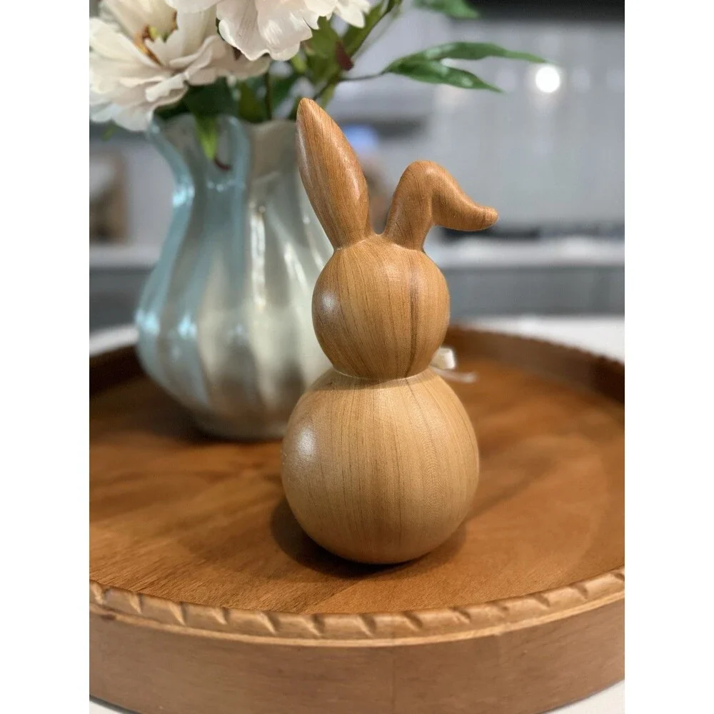 10” Decorative Ceramic Bunny Rabbit| Neutral Pottery Barn Style Spring Decor - Picture 6 of 10